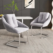 Set di 2 sedie girevoli in velluto grigio con struttura in metallo, design ergonomico per casa e ufficio