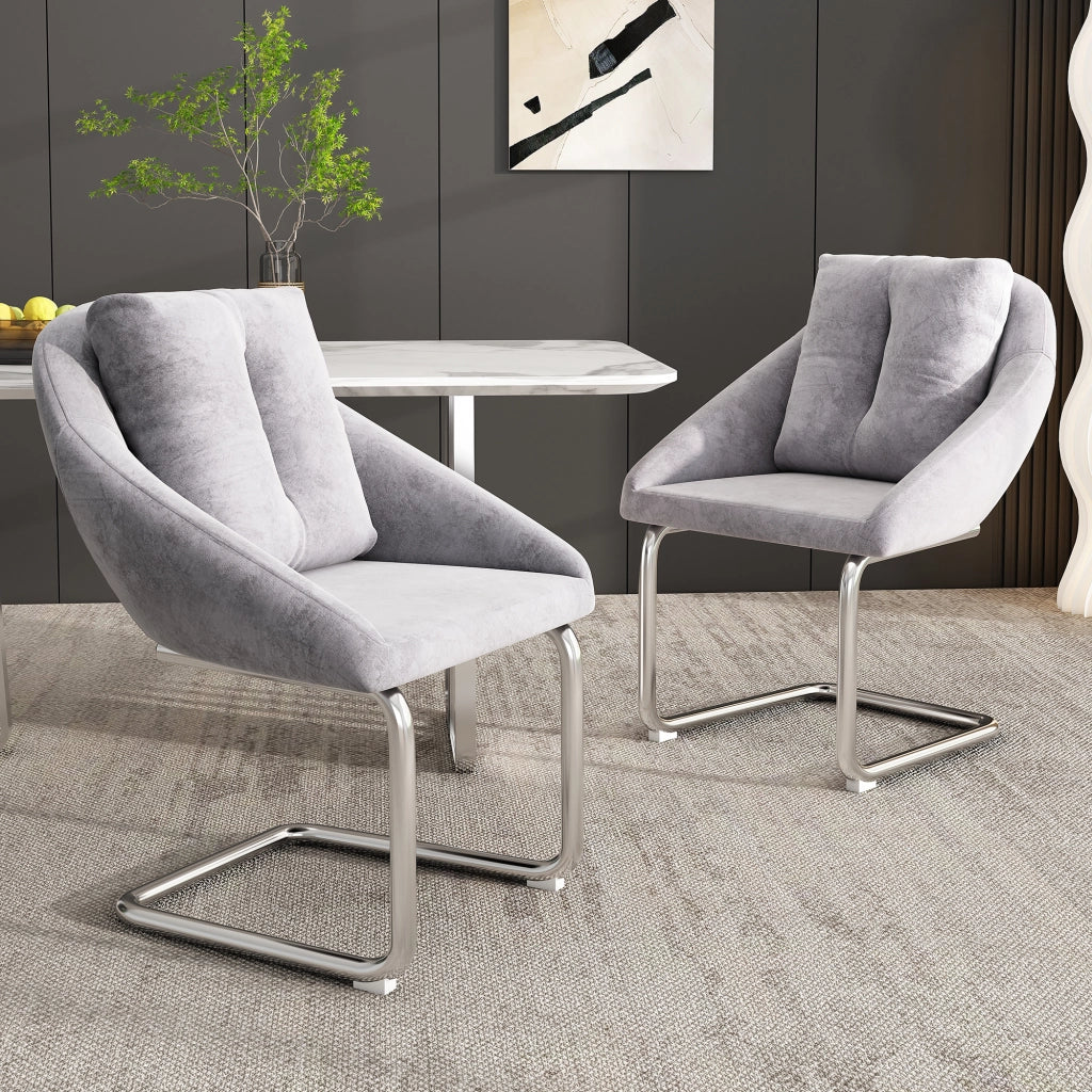 Set di 2 sedie girevoli in velluto grigio con struttura in metallo, design ergonomico per casa e ufficio