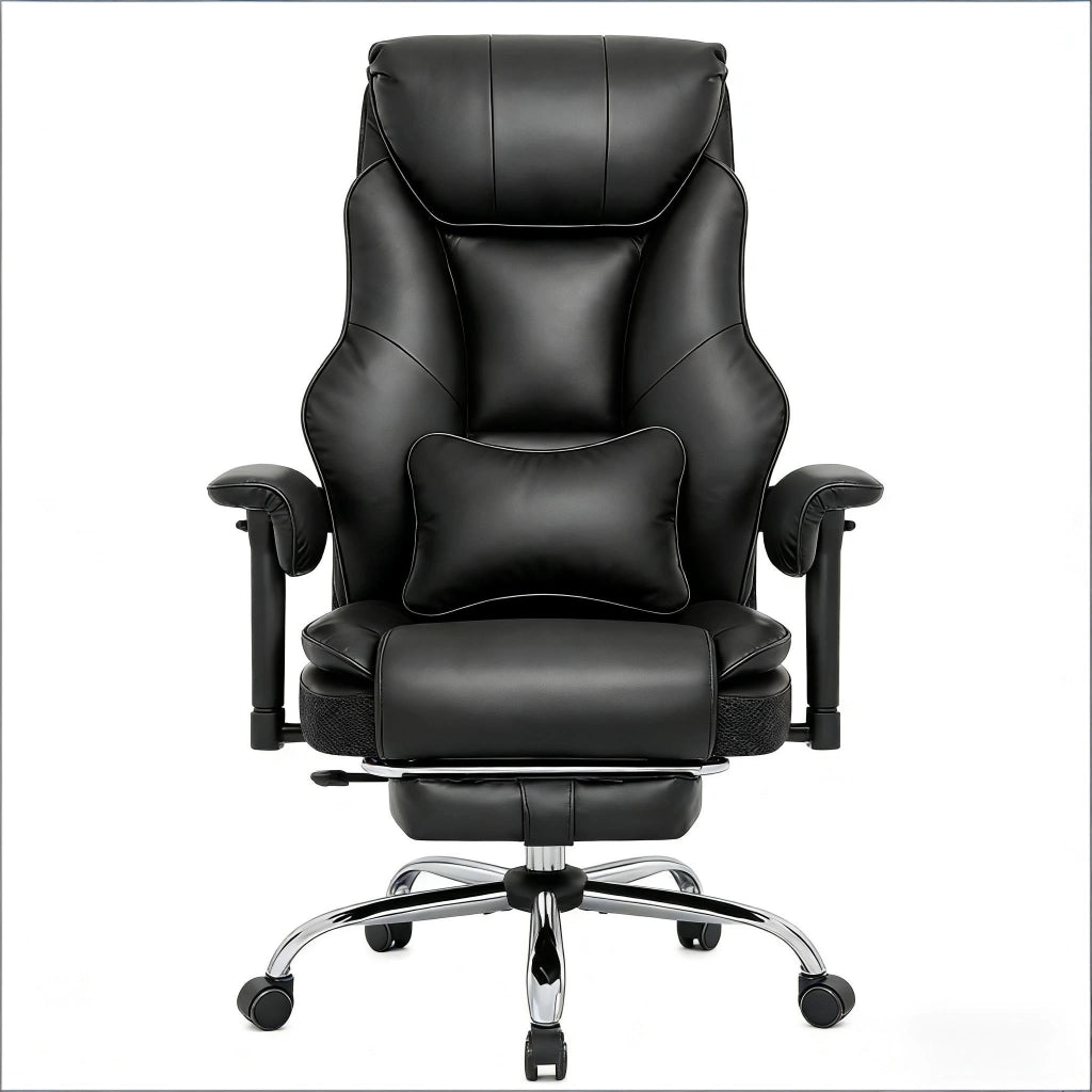 Sedia ergonomica da ufficio girevole 360° con schienale alto, supporto lombare e braccioli regolabili, nero
