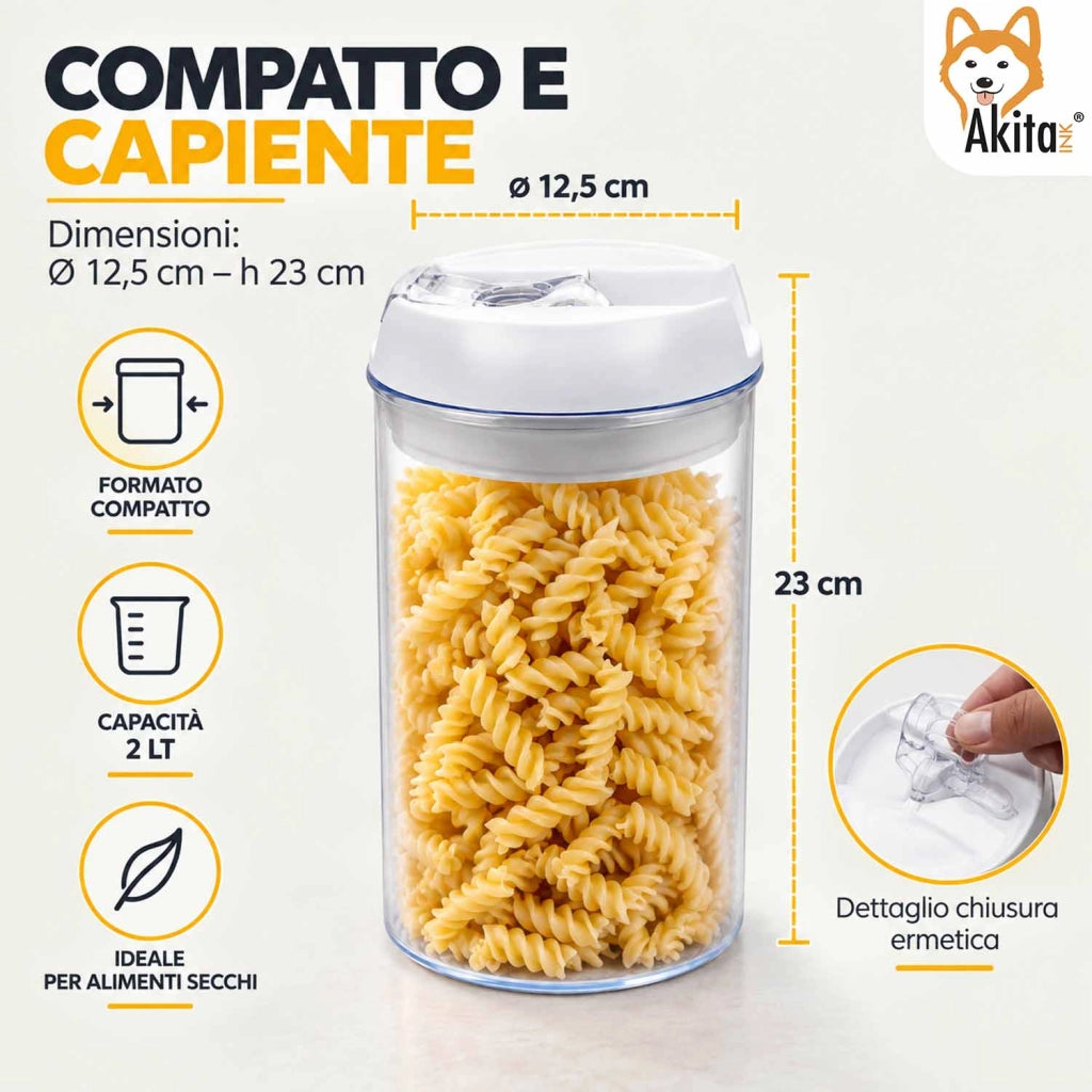 Akitaink Set 2 Contenitori Ermetici Rotondi 2 L in Plastica