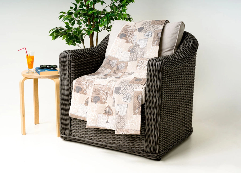 Telo Arredo Granfoulard Copritutto Cotone Made Italy Vari Disegni Arredatutto Copriletto Multiuso - 1 Piazza - Margot Beige