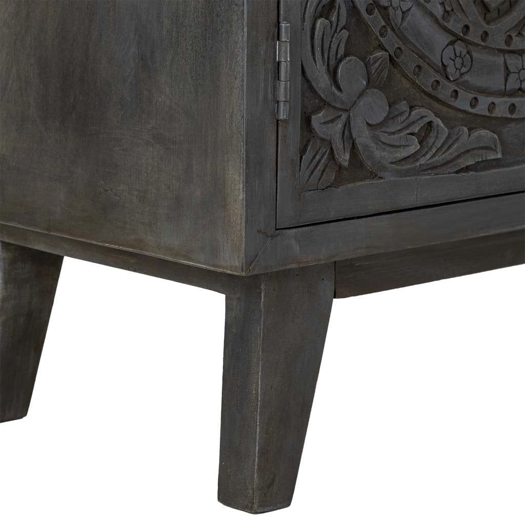 Credenza artigianale in legno con 3 ante nere, 160x40x85h cm
