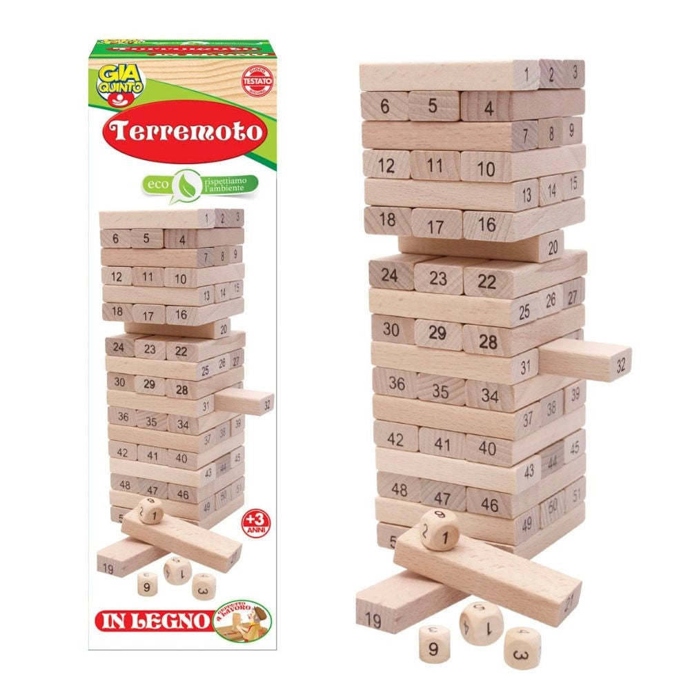 Trade Shop - Gioco Terremoto In Legno Gioco Per Bambini Torre Gioco Educativo Abilità Età 3+ -