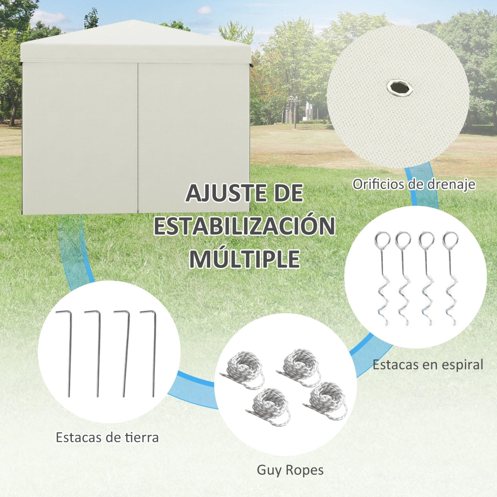 Tenda da giardino pieghevole 3x3 m ¨C zephmum ¨C 4 cortine laterali, 2 finestre, bianco