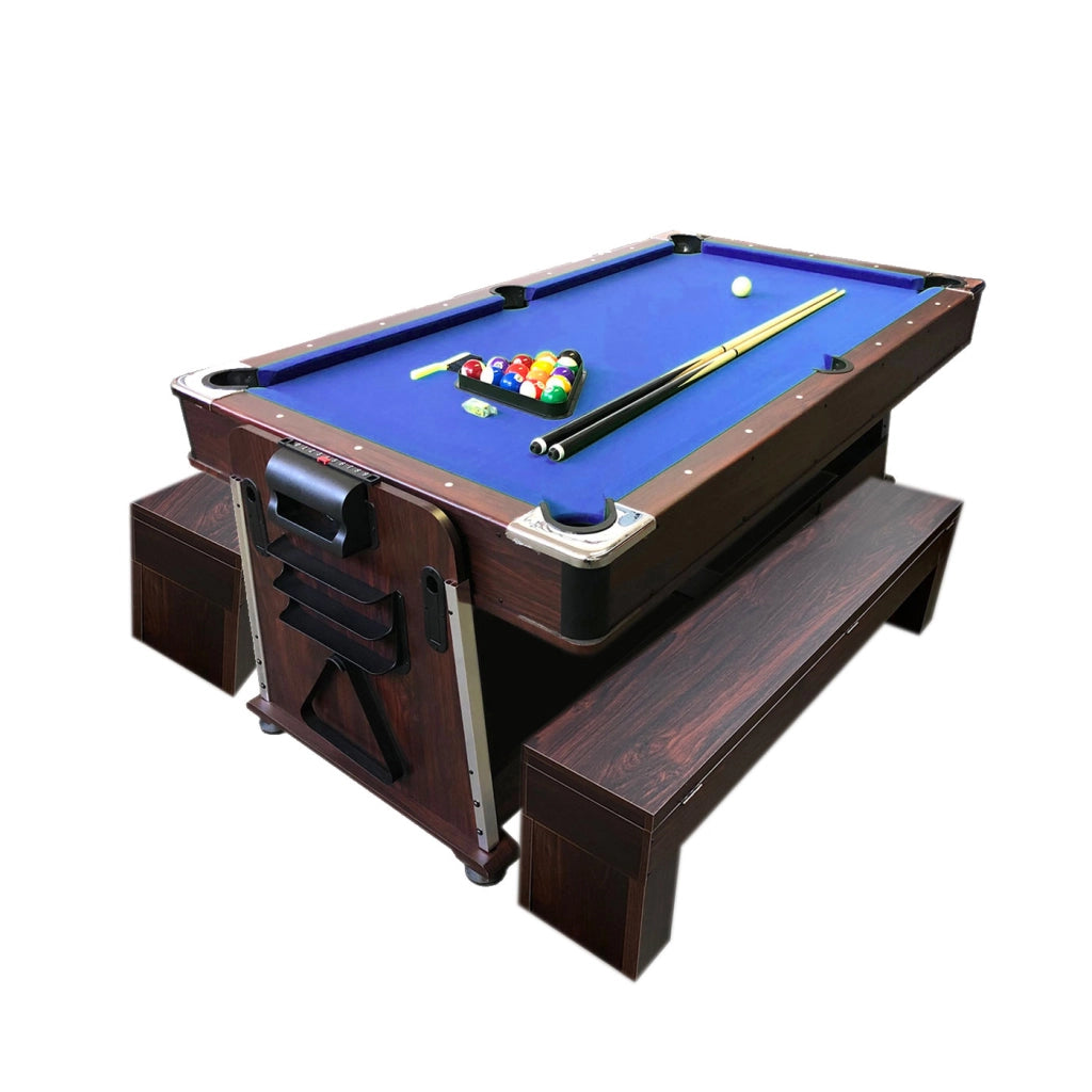 Tavolo da biliardo 7 piedi blu Multi-gioco Air Hockey +Ping pong – Mattew con panche