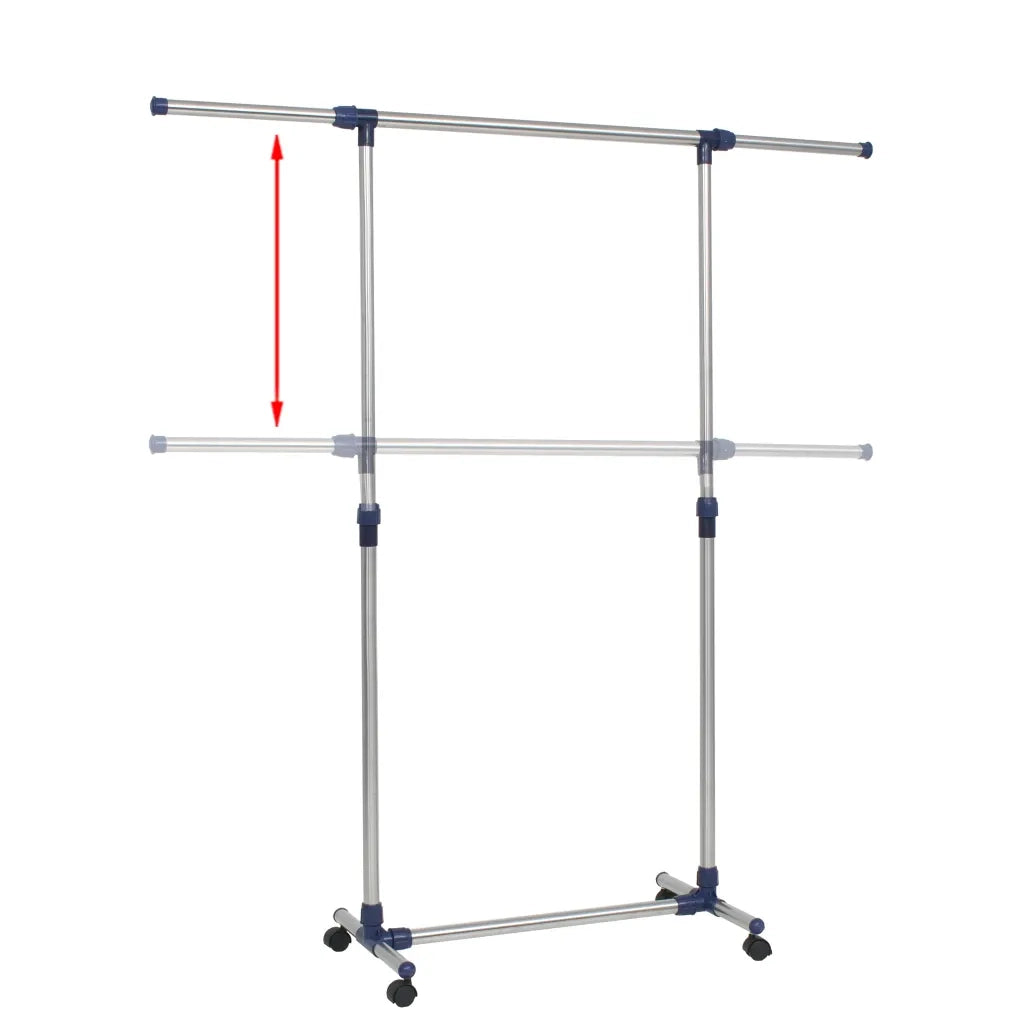 Porta Abiti Regolabile in Acciaio 165x44x150 cm Argento cod mxl 74225