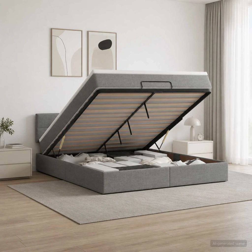 Letto Ottomano con Materasso e LED Grigio Scuro 180 x 200 cm 3456927