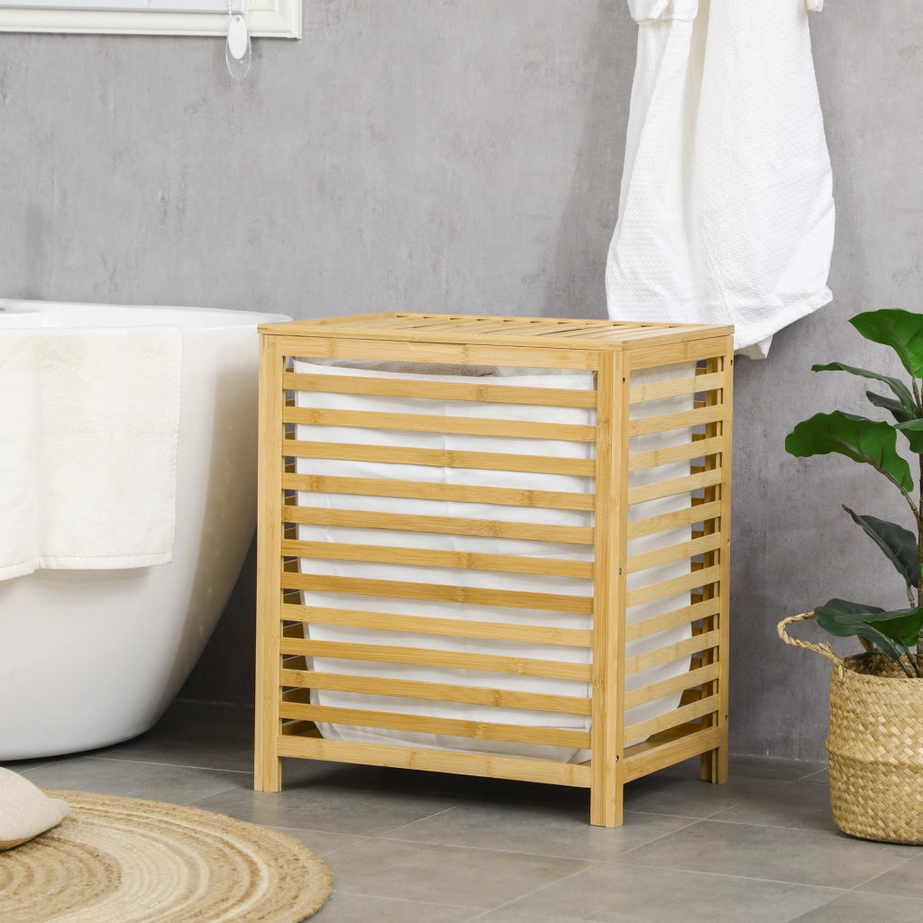 Cestino per biancheria in bamb¨´ ¨C zephmum ¨C Naturale + Beige