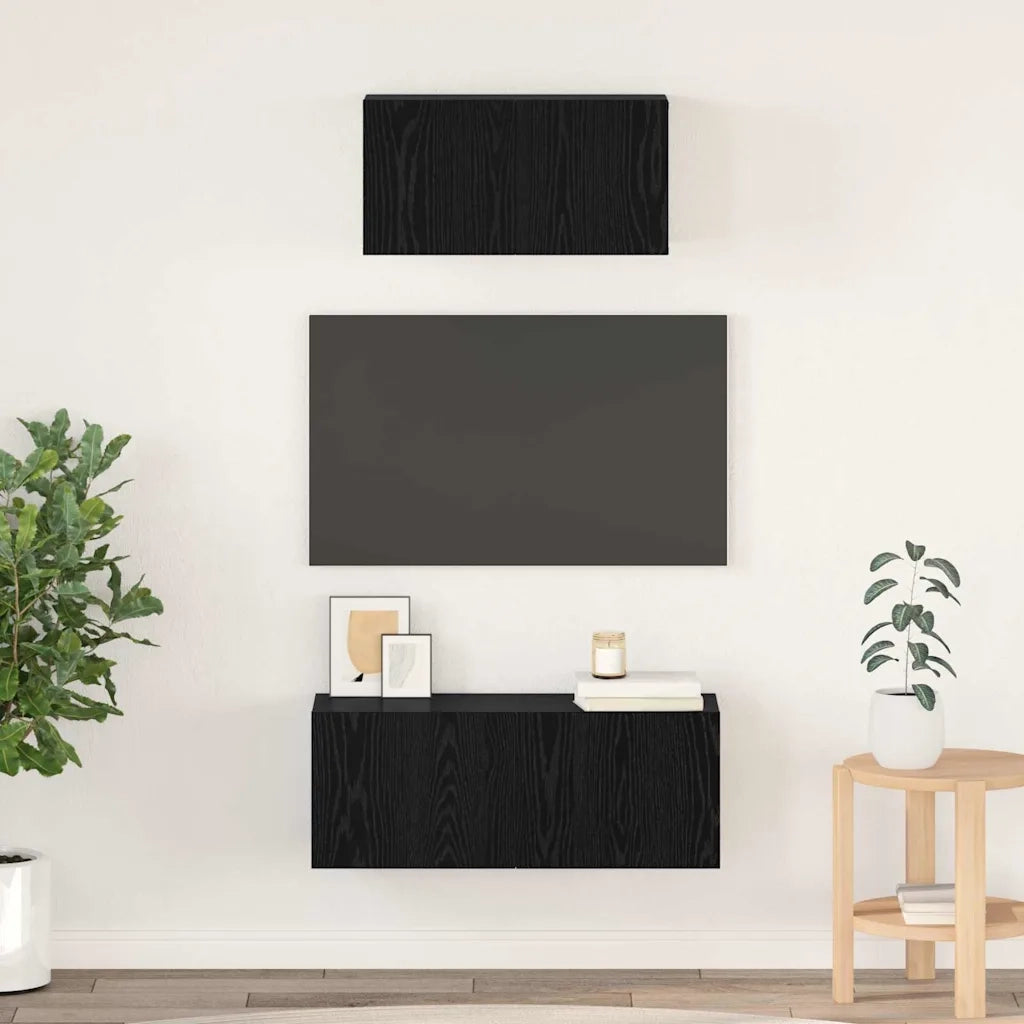 vidaXL Set mobile TV 2 pcs Rovere nero 80 x 30 x 30 cm
