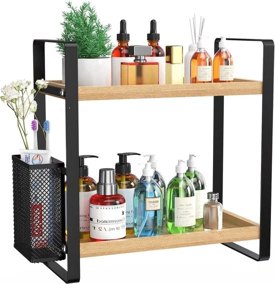 Organizzatore per la camera da bagno con cassetta, organizzatore per la camera da bagno e spazio di archiviazione, organizzatore per la cura della pelle per la consolle da bagno, organizzatore di archiviazione per la camera da bagno, la cucina e il comò.