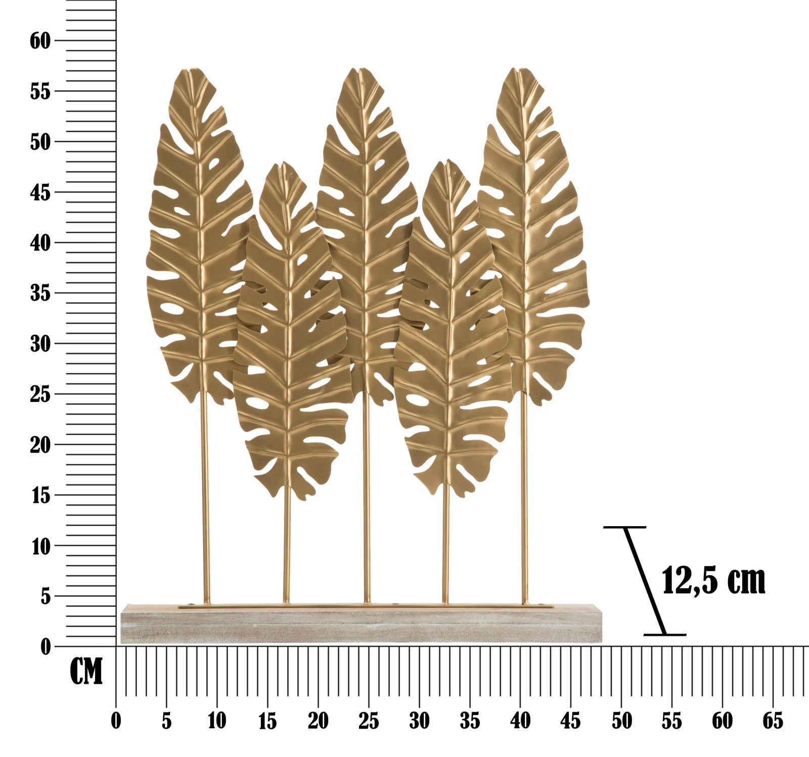 Scultura Long Leaf 47x10x57,5 cm in Ferro e MDF Oro