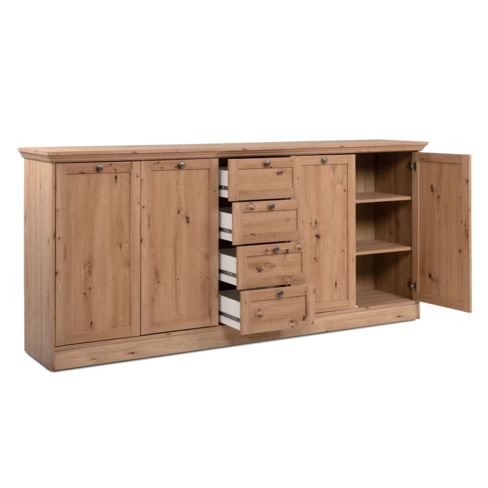 Madia 4 ante e 4 cassetti rovere anticato Timber51A 200x40x90H Il fascino del legno naturale nella tua casa