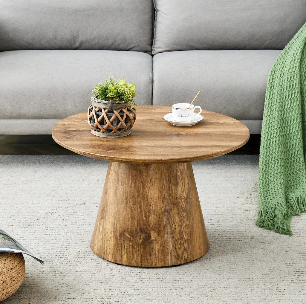 Tavolino rotondo da caffè ? 60 x 35 cm in MDF effetto legno