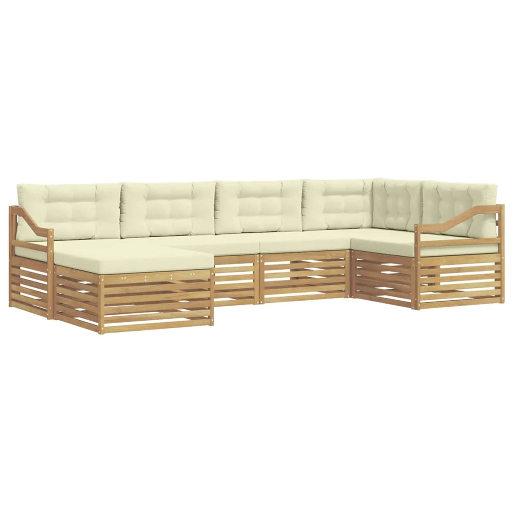 Set di divani da esterno 6 pcs Bianco e Crema Poliestere