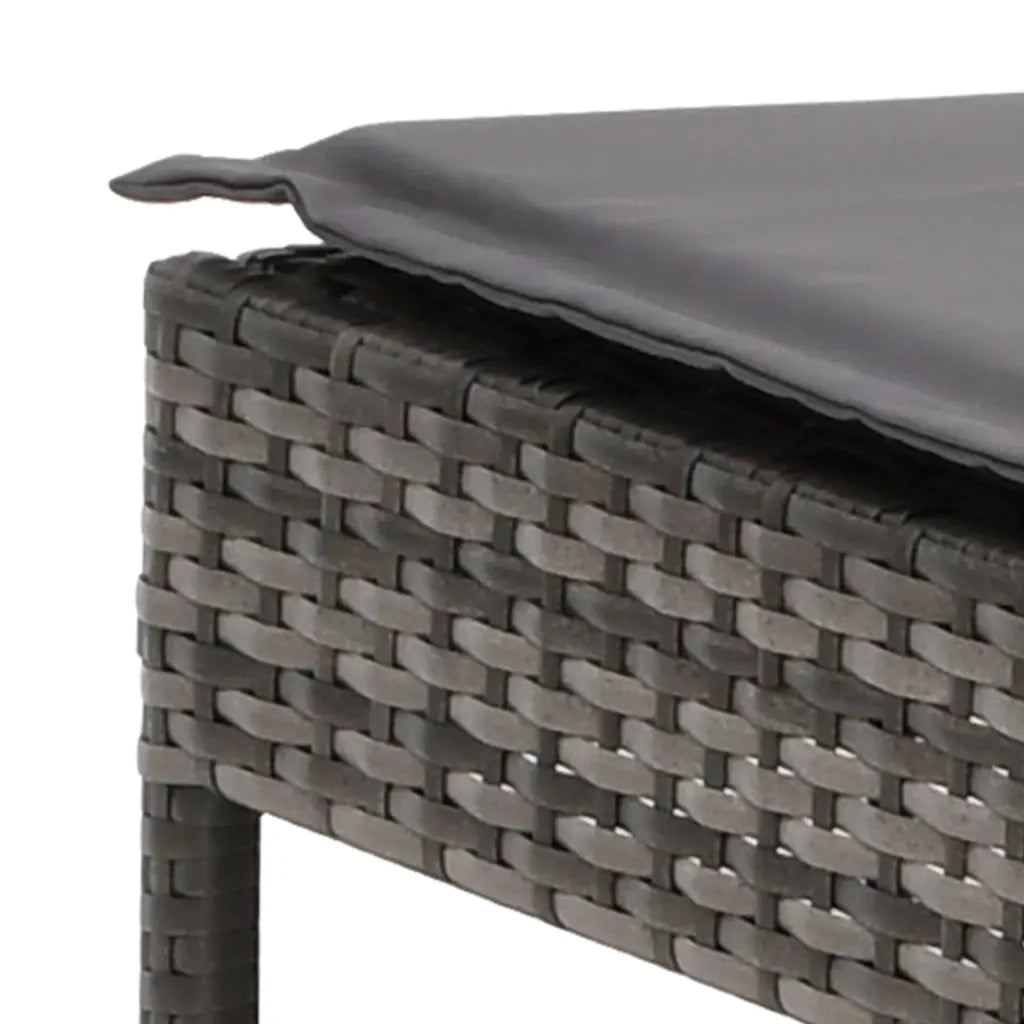 Lettino Prendisole | Sdraio da giardino | Lettino da sole con Cuscino Grigio in Polyrattan