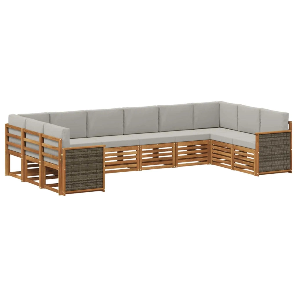 Set divano sezionale con cuscino 7 pcs Naturale e Grigio Chiaro 3384887