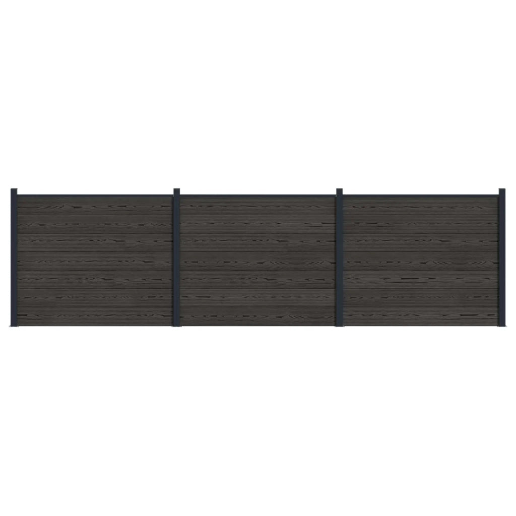 Pannello di Recinzione 3 pcs WPC e Alluminio Nero