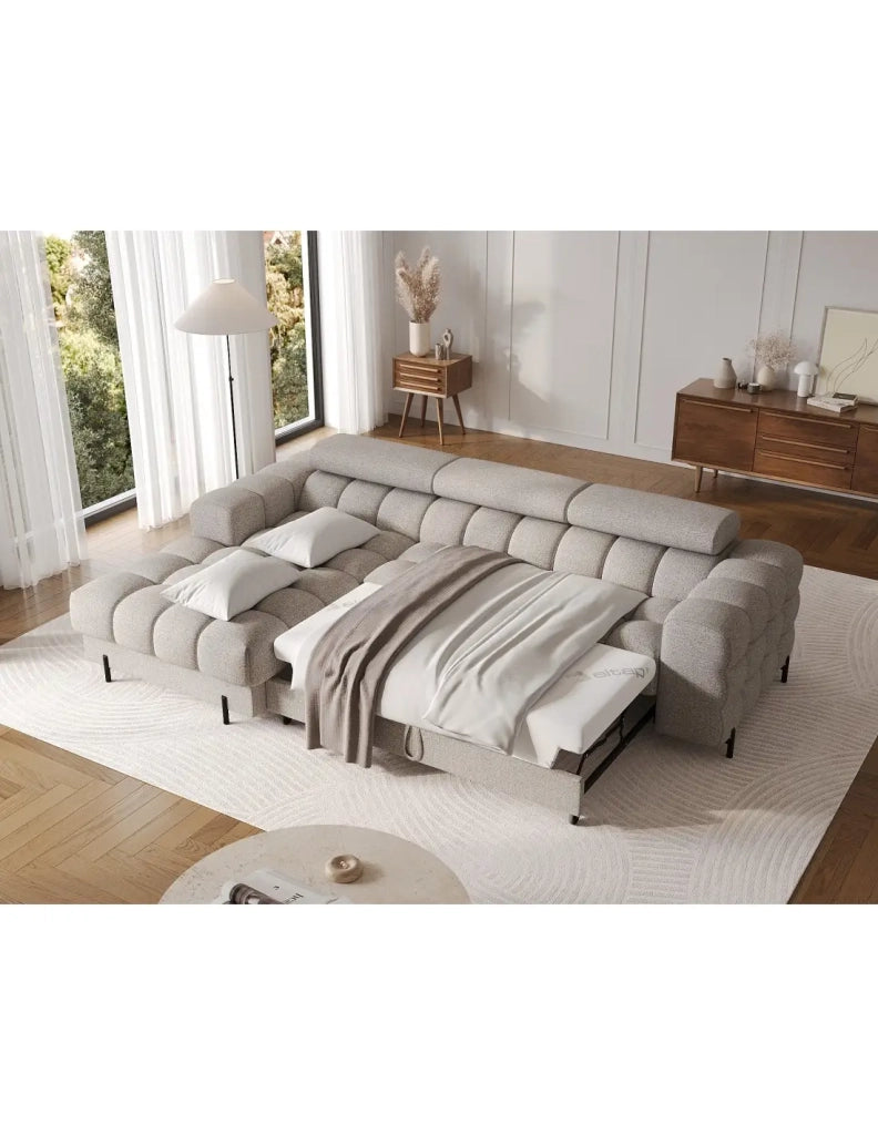Divano angolare sinistro convertibile Beige mélange stile contemporaneo 285x99x181cm FILTRO
