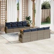 Set Divani da Giardino 9 pz con Cuscini Grigio in Polyrattan 3224486