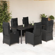 Set da Pranzo da Giardino 7 pz Nero con Cuscini in Polyrattan 3212759