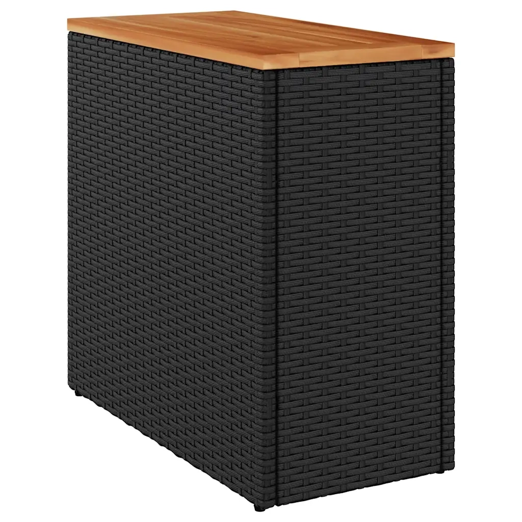 Tavolino da giardino con piano in legno nero 58x27,5x55 cm in polyrattan 365983