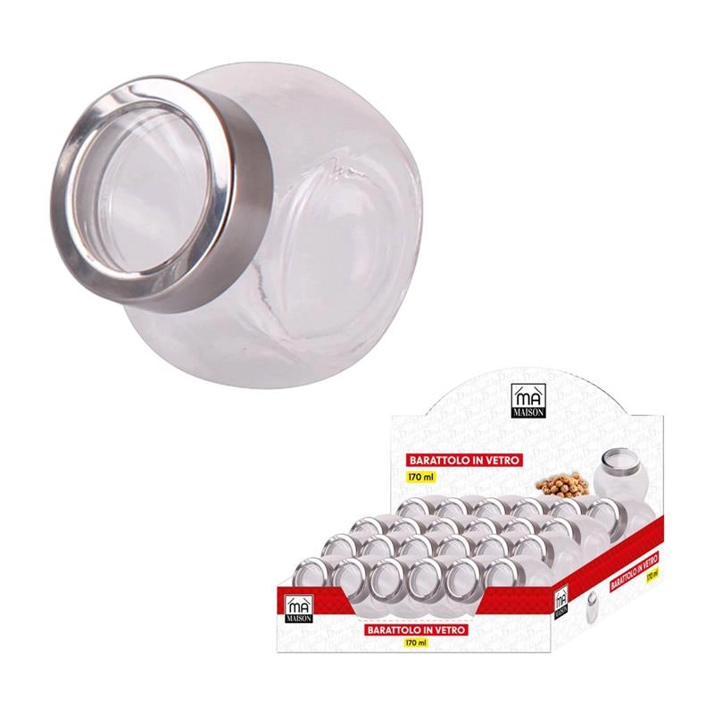 MA MAISON BARATTOLO PICCOLO PORTA SPEZIE IN VETRO CON TAPPO ERMTICO DESIGN TONDO 170 ML CAPIENZA