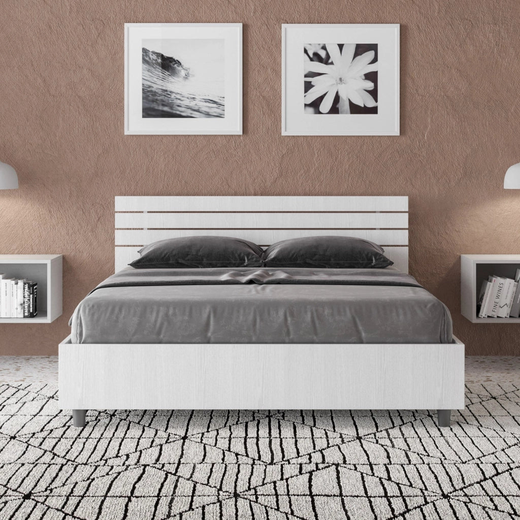 Letto matrimoniale francese contenitore 140x190 testata dritta con doghe quercia Ankel