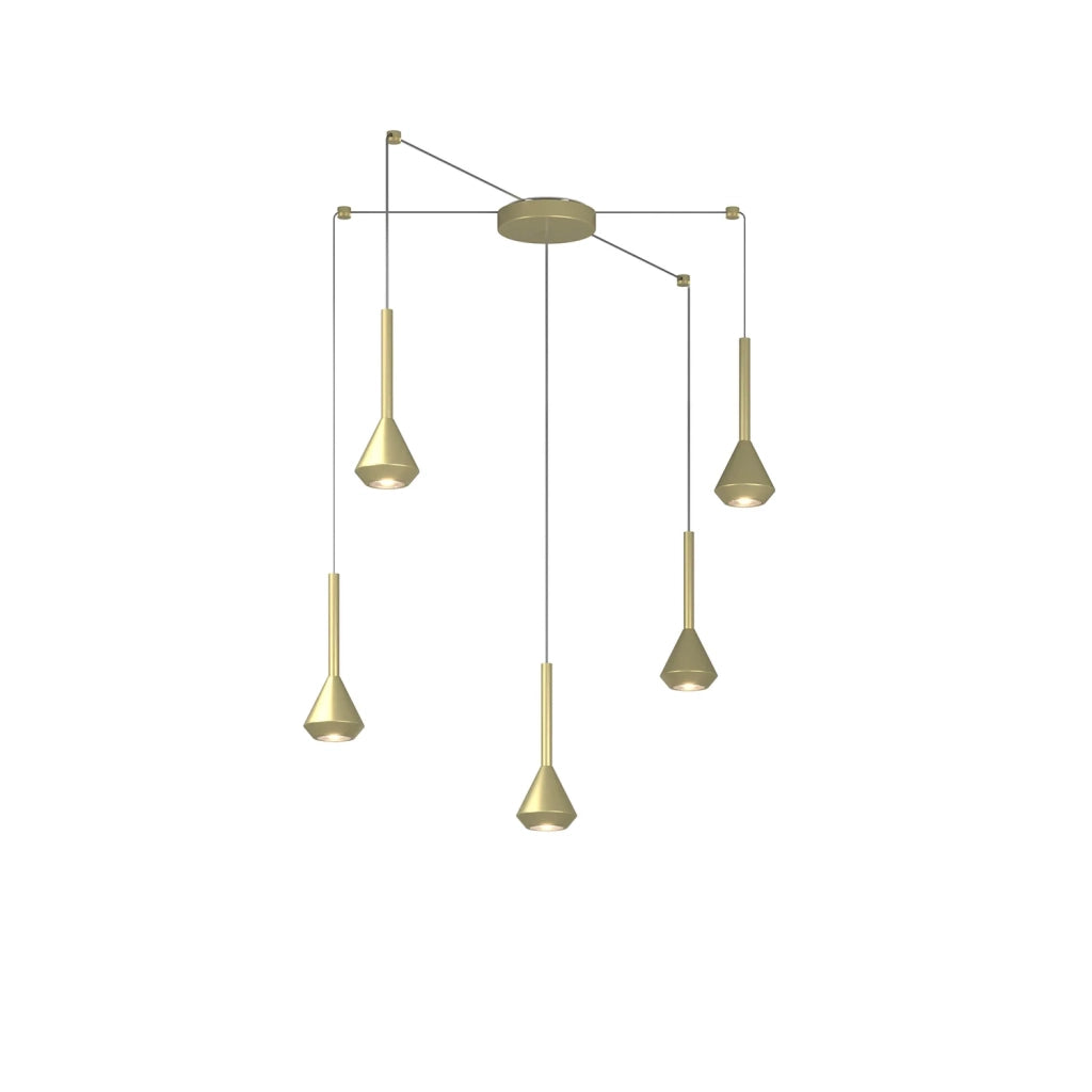 Lampadario Moderno Aygo Metallo Ottone 5 Luci Gu10