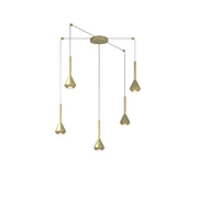Lampadario Moderno Aygo Metallo Ottone 5 Luci Gu10