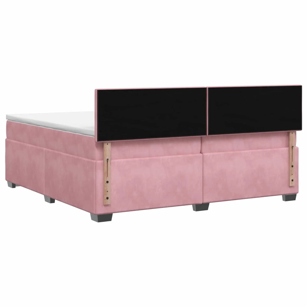 Letto con Box Spring, Materasso e LED Rosa 200 x 200 cm Velluto 3452245