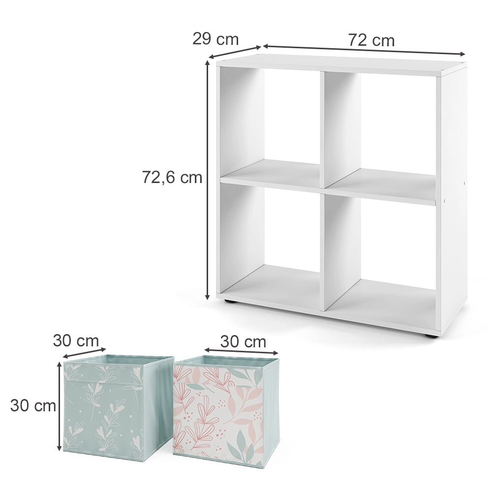 Vicco Scaffale Bianco 72.6 x 72 cm con 4 scatole pieghevoli opt.1