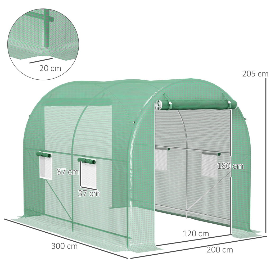 Serra da Giardino Tunnel ¨C Minimal ¨C Verde 6 m2 con 4 Finestre