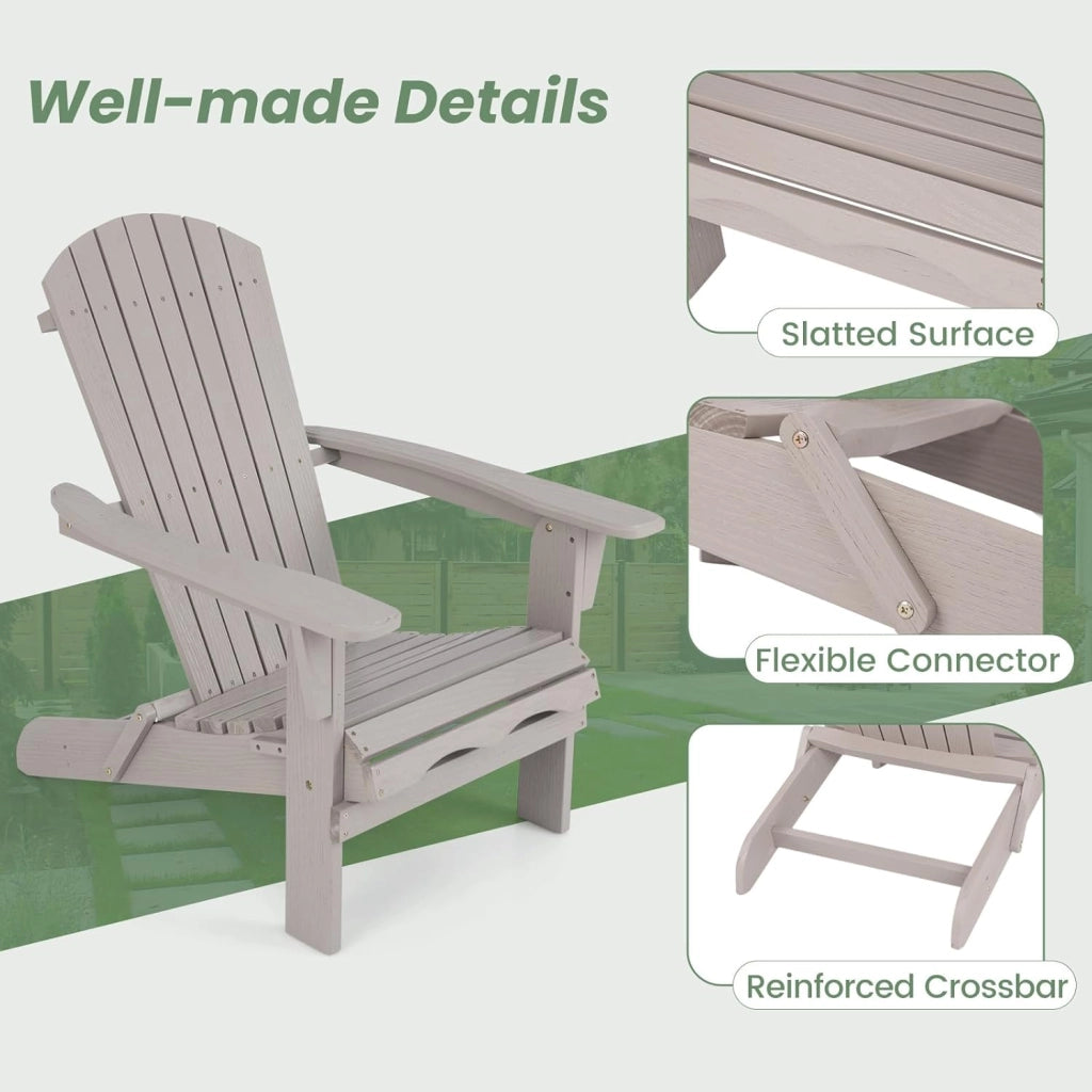 Set di 2/4 Sedie Adirondack Pieghevoli, Sedia da Esterno con Telaio in Legno di Abete, Schienale Alto e Braccioli Ergonomici, Sedia Adirondack per Patio Giardino Cortile Campeggio