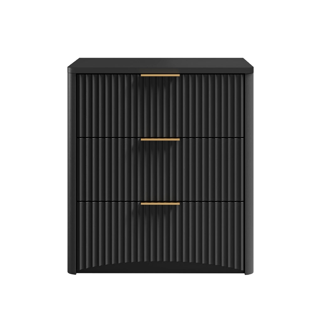 Comodino con 3 Cassetti ¨C MINIMAL ¨C Nero, Metallo, Design Moderno