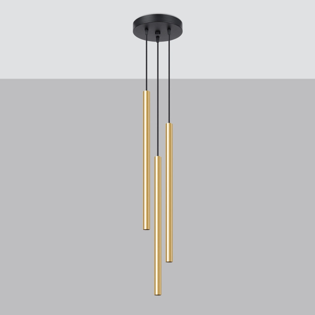 Lampada da soffitto moderna in acciaio a 3 luci color verde oceano PATELO, oro lucido