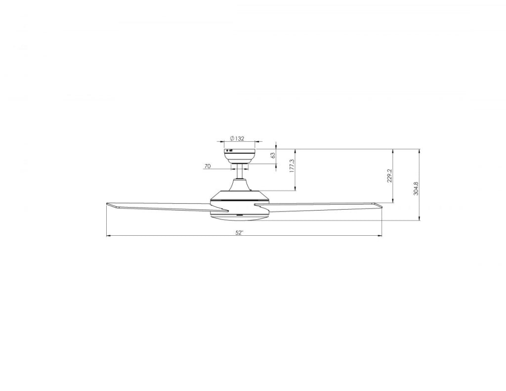 Vam Ventilatore da soffitto nichel sabbiato 132 cm con regolatore da parete a 4 velocità