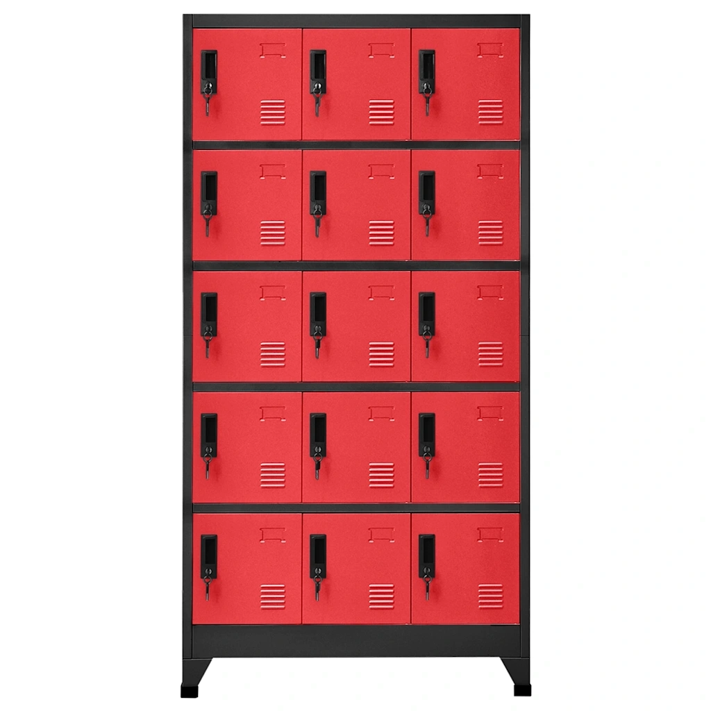 Armadietto con Serratura Antracite e Rosso 90x40x180cm Acciaio 339825