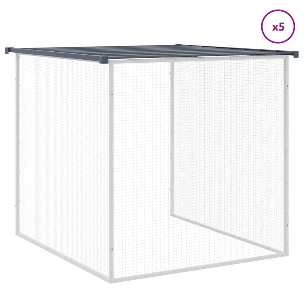 Recinto per pollaio con tetto 603 x 98 x 90 cm in acciaio zincato antracite 02_0043975