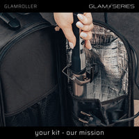 GlamSeries GlamRoller Trolley, valigia per trucco con 4 trousse, valigetta per make-up artist con scomparto con protezione termica, organizer per makeup artist, parrucchieri