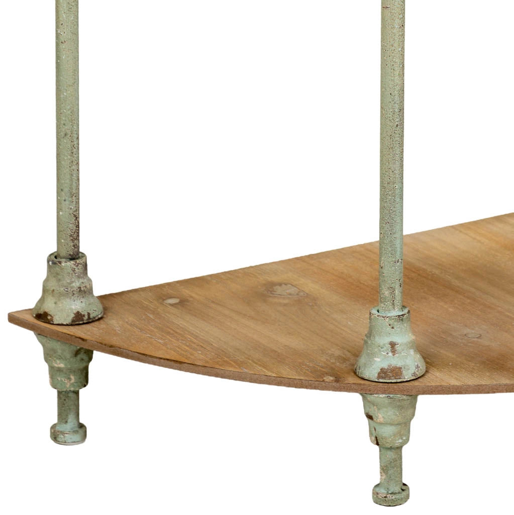 Mobile da ingresso in ferro bianco invecchiato e legno, 5,5x40,5x84h
