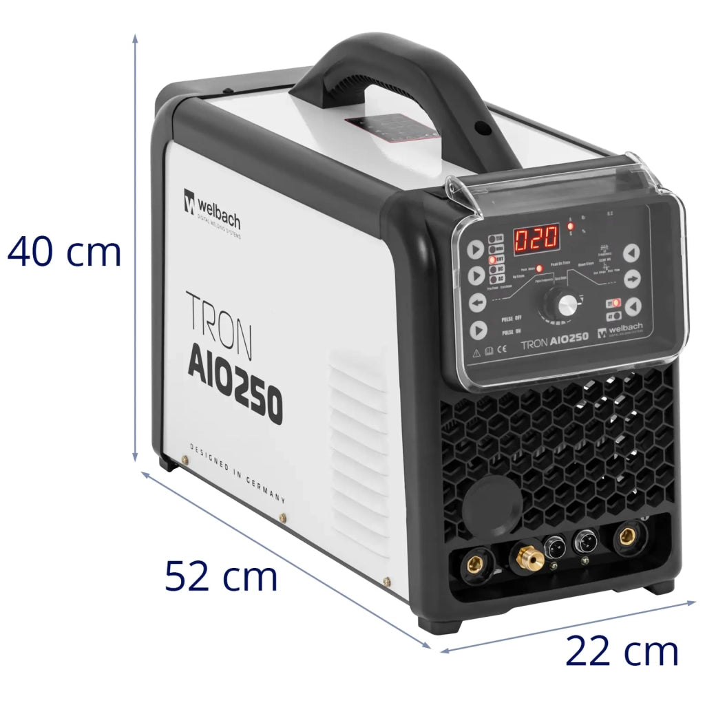 Saldatrice professionale combinata TIG AC DC MMA taglio 250 A 50 A ciclo di lavoro 60% pulsato acciaio bianco 14_0009666