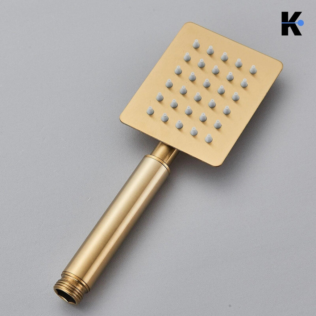 LANA | Set doccia premium oro lucido acciaio inox | Miscelatore doccia di design sistema doccia | Miscelatore doccia completo di doccetta