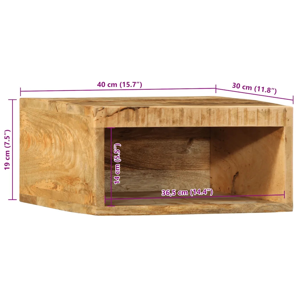 Mobile TV a Parete 40x30x19 cm Legno Grezzo Massello di Mango