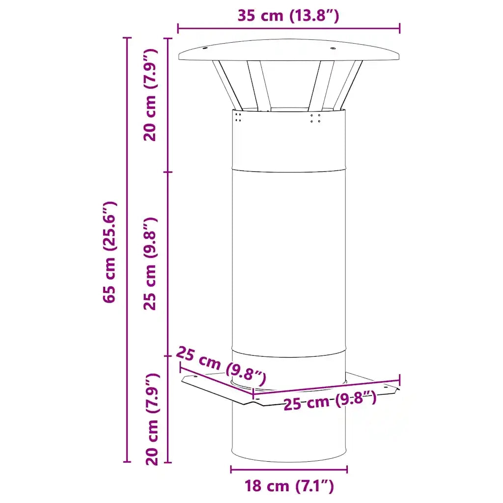 Estensione Camino Argento 35 x 35 x 65 cm Acciaio inossidabile CFW1604203