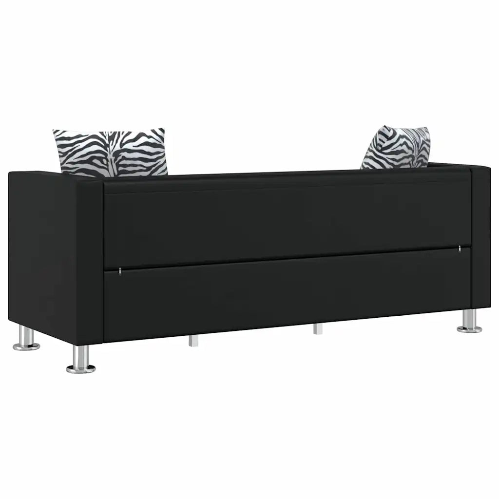 Set Divani a 3 e a 2 Posti in Similpelle Nero