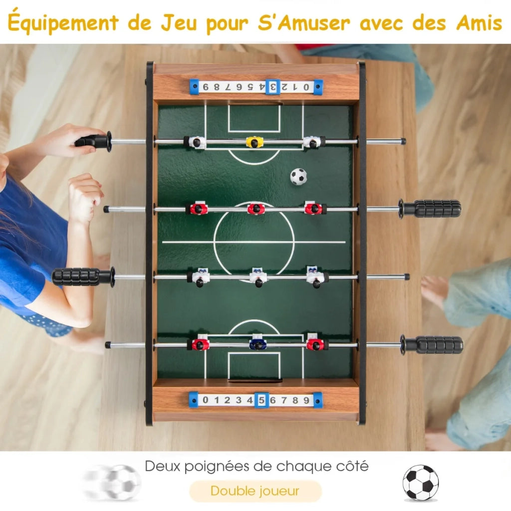 Tavolo da calcio balilla mini 2 giocatori in MDF, marrone, compatto, resistente e facile da montare per casa