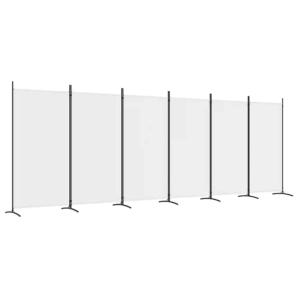 Divisorio Ambienti | Divider per stanze | Paravento a 6 Pannelli Bianco 520x180 cm Tessuto