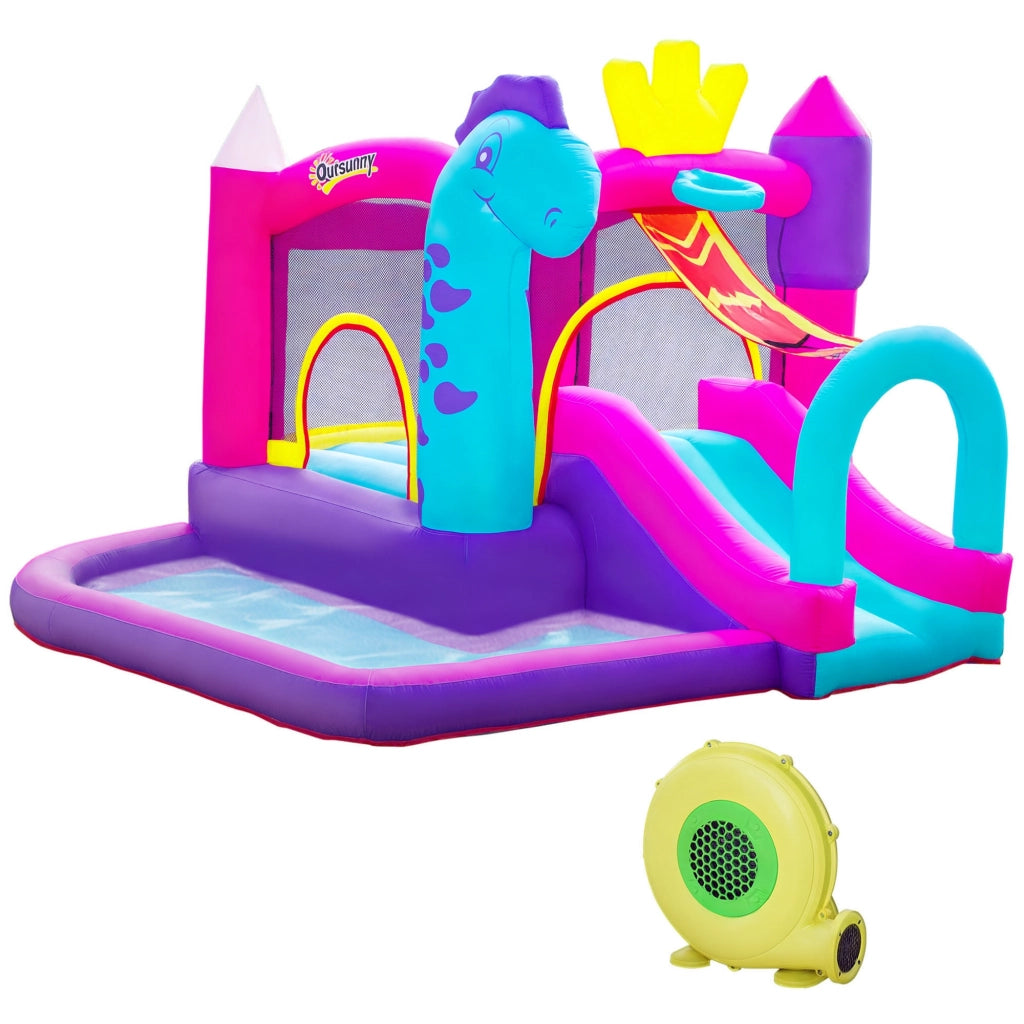 Castello gonfiabile con scivolo, trampolino, piscina e canestro ¨C zephmum ¨C Multicolore 300x270x200 cm