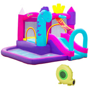 Castello gonfiabile con scivolo, trampolino, piscina e canestro ¨C zephmum ¨C Multicolore 300x270x200 cm