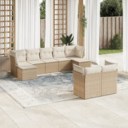 Set Divano da Giardino 9 pz con Cuscini Beige in Polyrattan 3218308